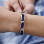 Brejinho Amethyst and Natural Zircon Bracelet (Size - 7.5) in Platinum Overlay Sterling Silver 23.38 Ct, Silver Wt. 20.14 Gms