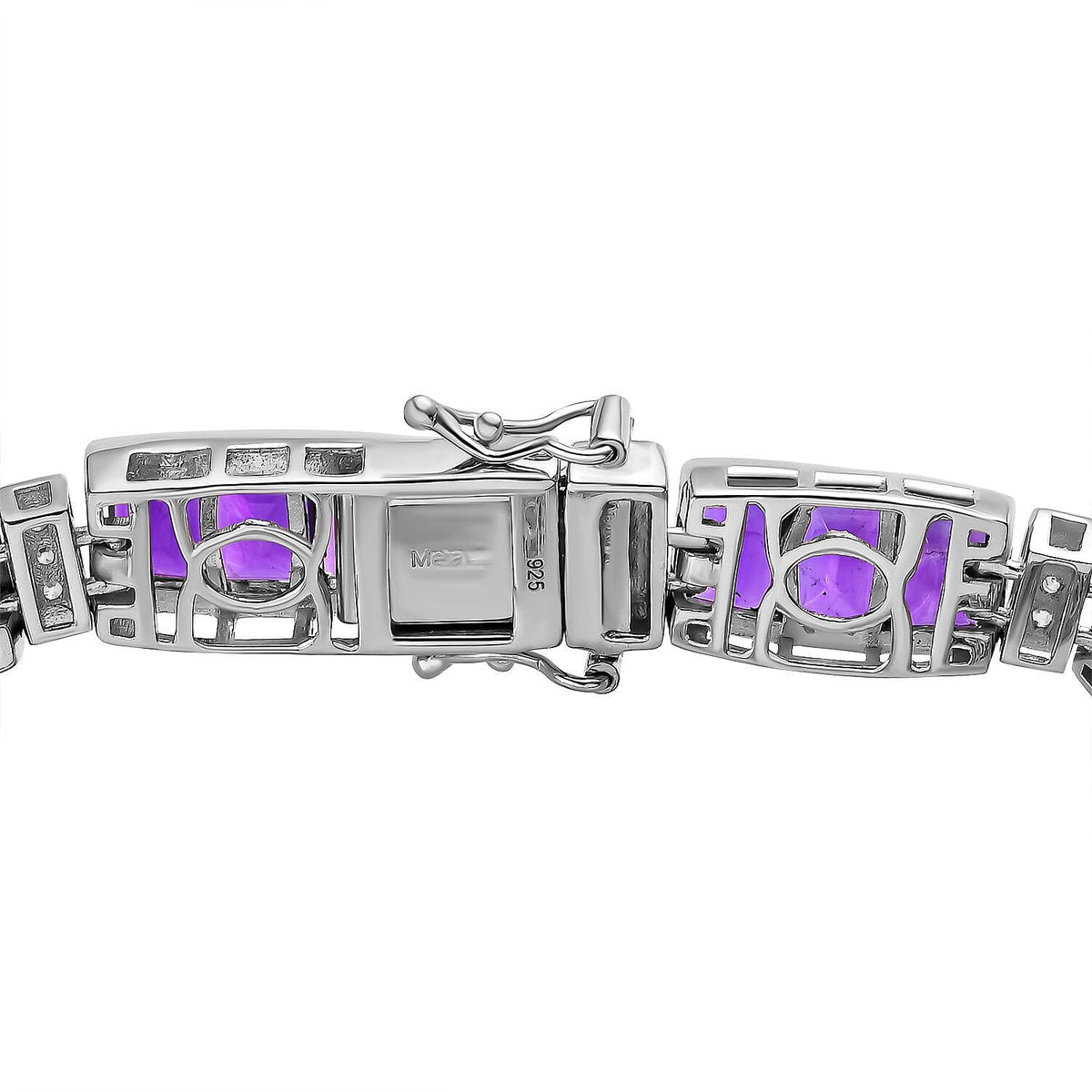 Amethyst and Natural Cambodian Zircon Cluster Bracelet (Size - 8) in Platinum Overlay Sterling Silver 25.61 Ct, Silver Wt. 21.59 Gms 7319484 4