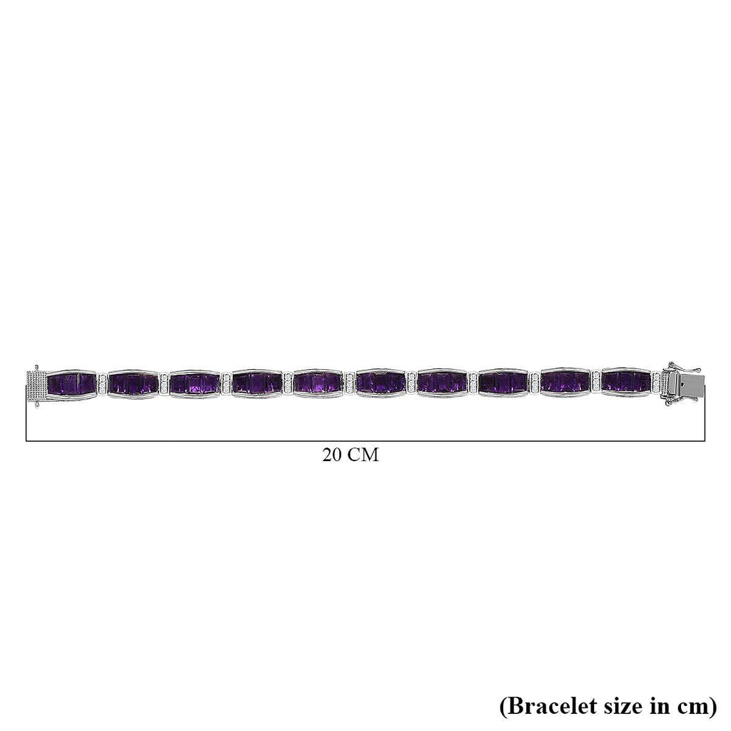 Brejinho Amethyst and Natural Zircon Bracelet (Size - 7.5) in Platinum Overlay Sterling Silver 23.38 Ct, Silver Wt. 20.14 Gms