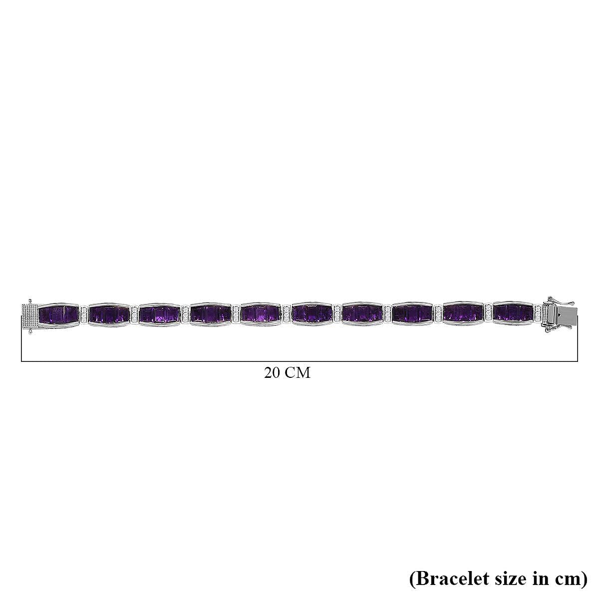 Amethyst and Natural Cambodian Zircon Cluster Bracelet (Size - 8) in Platinum Overlay Sterling Silver 25.61 Ct, Silver Wt. 21.59 Gms 7319484 5