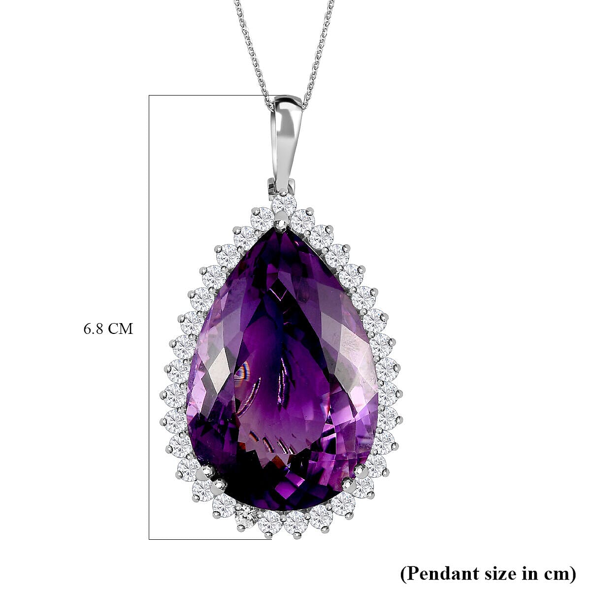 Amethyst and Natural Zircon Pendant with Chain (Size - 20) in Platinum Overlay Sterling Silver 80.10 Ct, Silver Wt. 9.00 Gms 4141810 5
