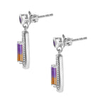 Ametrine & Amethyst Dangle Earrings in Rhodium Overlay Sterling Silver 1.92 Ct