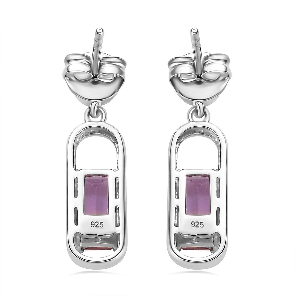 Ametrine & Amethyst Dangle Earrings in Rhodium Overlay Sterling Silver 1.92 Ct