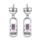Ametrine & Amethyst Dangle Earrings in Rhodium Overlay Sterling Silver 1.92 Ct