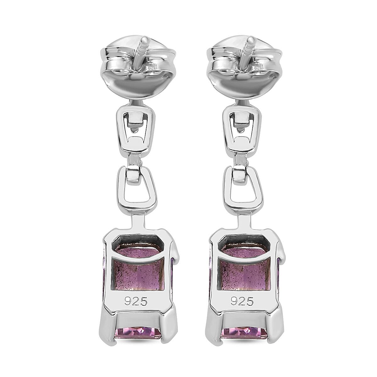 Ametrine Solitaire Dangle Earrings in Rhodium Overlay Sterling Silver 3.83 Ct. 7791466 6