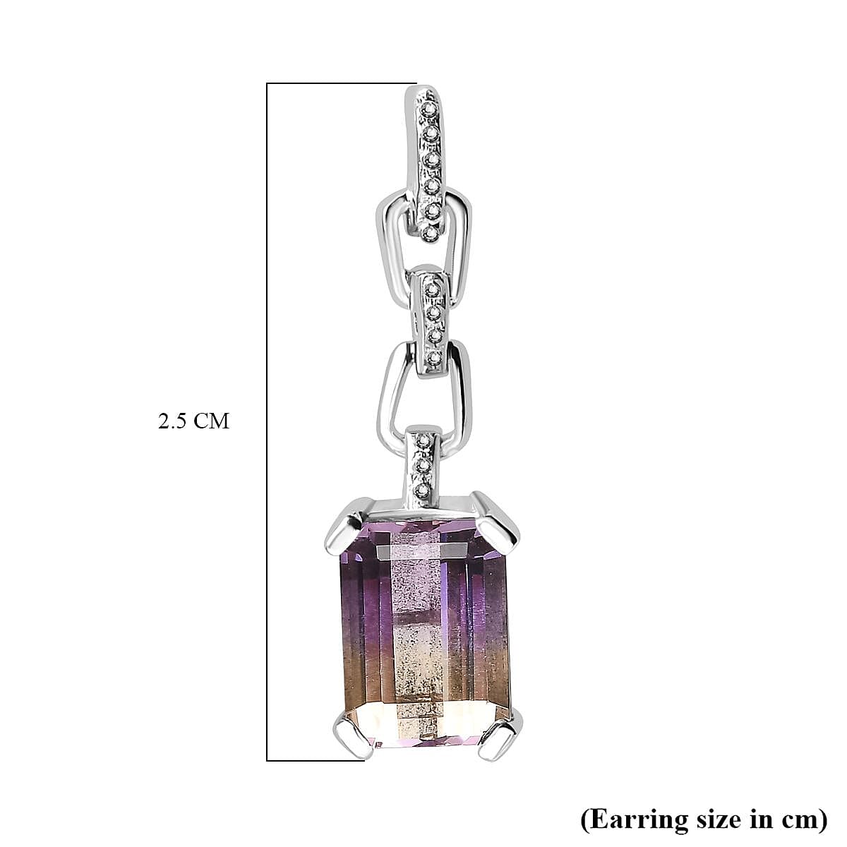 Ametrine Solitaire Dangle Earrings in Rhodium Overlay Sterling Silver 3.83 Ct. 7791466 7