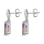 Ametrine Dangle Earrings in Rhodium Overlay Sterling Silver 3.10 Ct