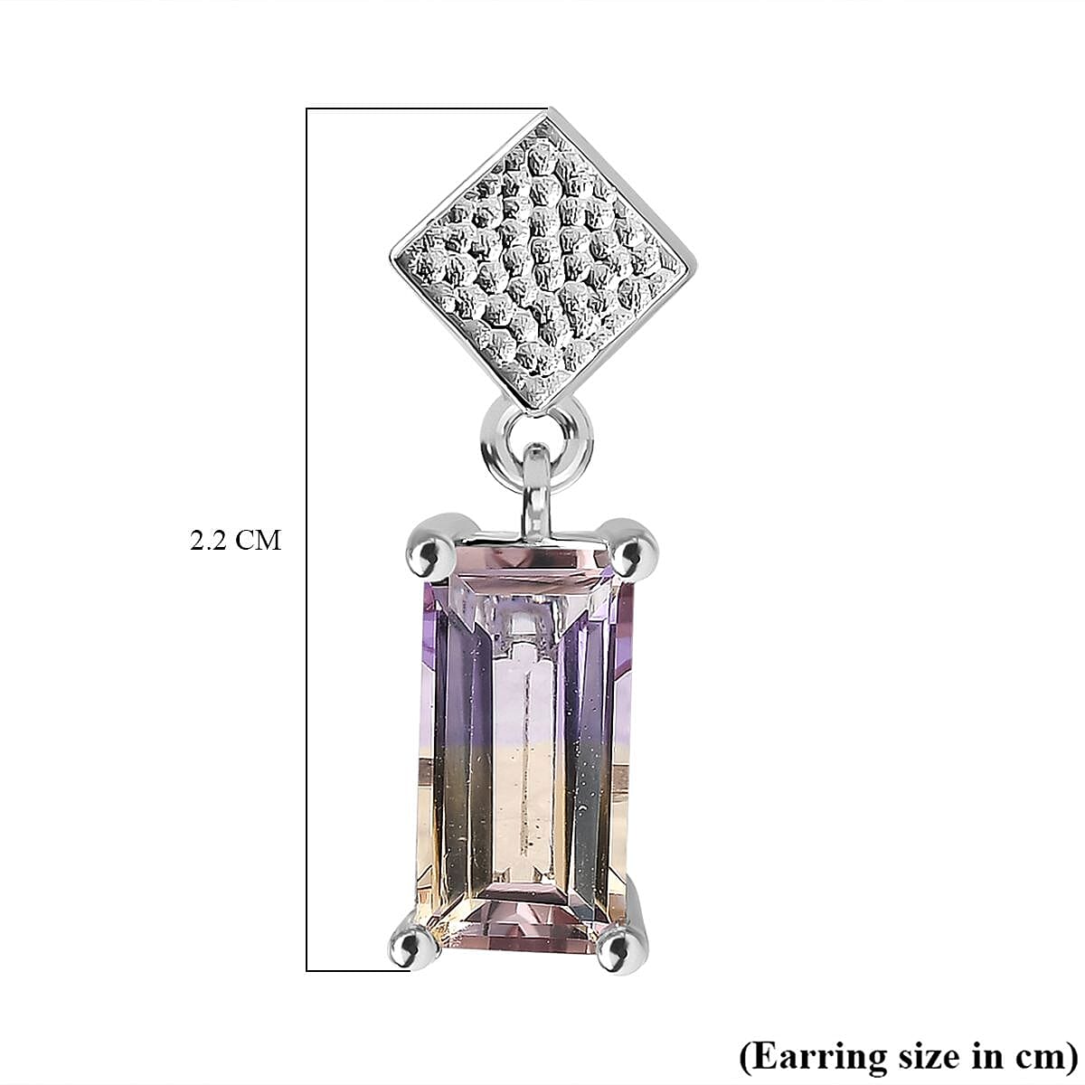 Ametrine Dangle Earrings in Rhodium Overlay Sterling Silver 3.10 Ct 7787081 7