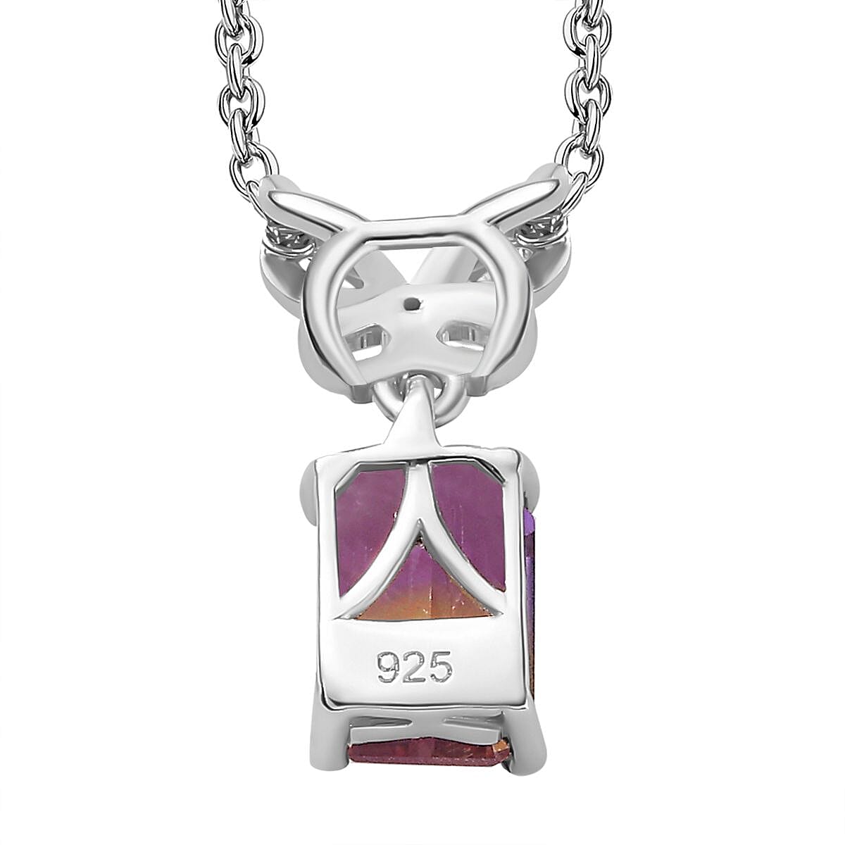 Ametrine &amp; Fire Opal Pendant with Chain (Size 20) in Rhodium Overlay Sterling Silver 1.66 Ct 4274889 5