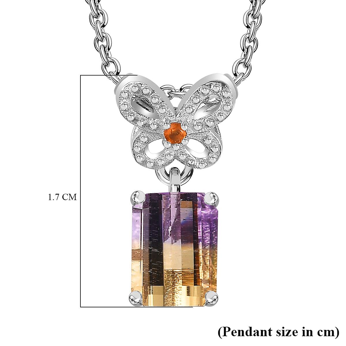 Ametrine &amp; Fire Opal Pendant with Chain (Size 20) in Rhodium Overlay Sterling Silver 1.66 Ct 4274889 6