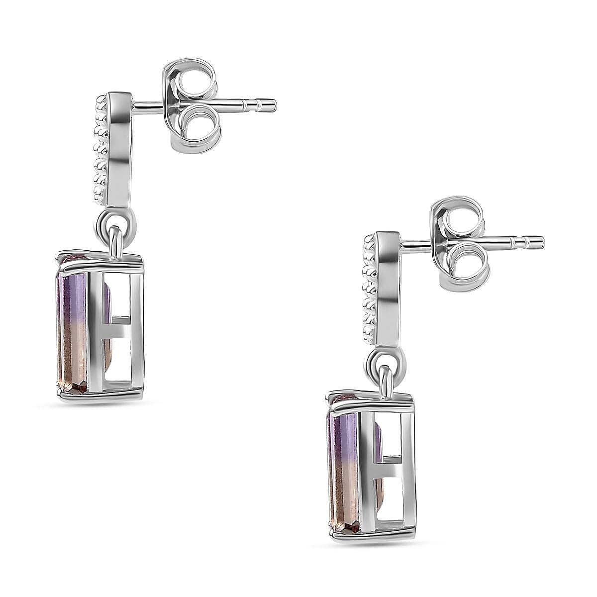 Ametrine Solitaire Dangling Earrings in Rhodium Overlay Sterling Silver 1.70 Ct 7791036 5