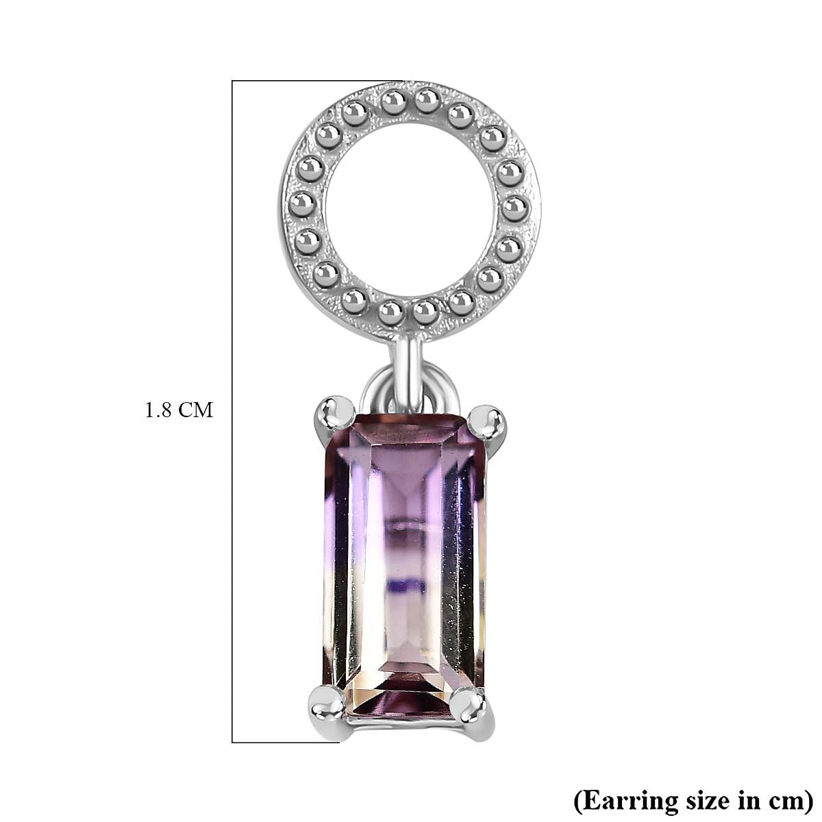 Ametrine Solitaire Dangling Earrings in Rhodium Overlay Sterling Silver 1.70 Ct 7791036 7