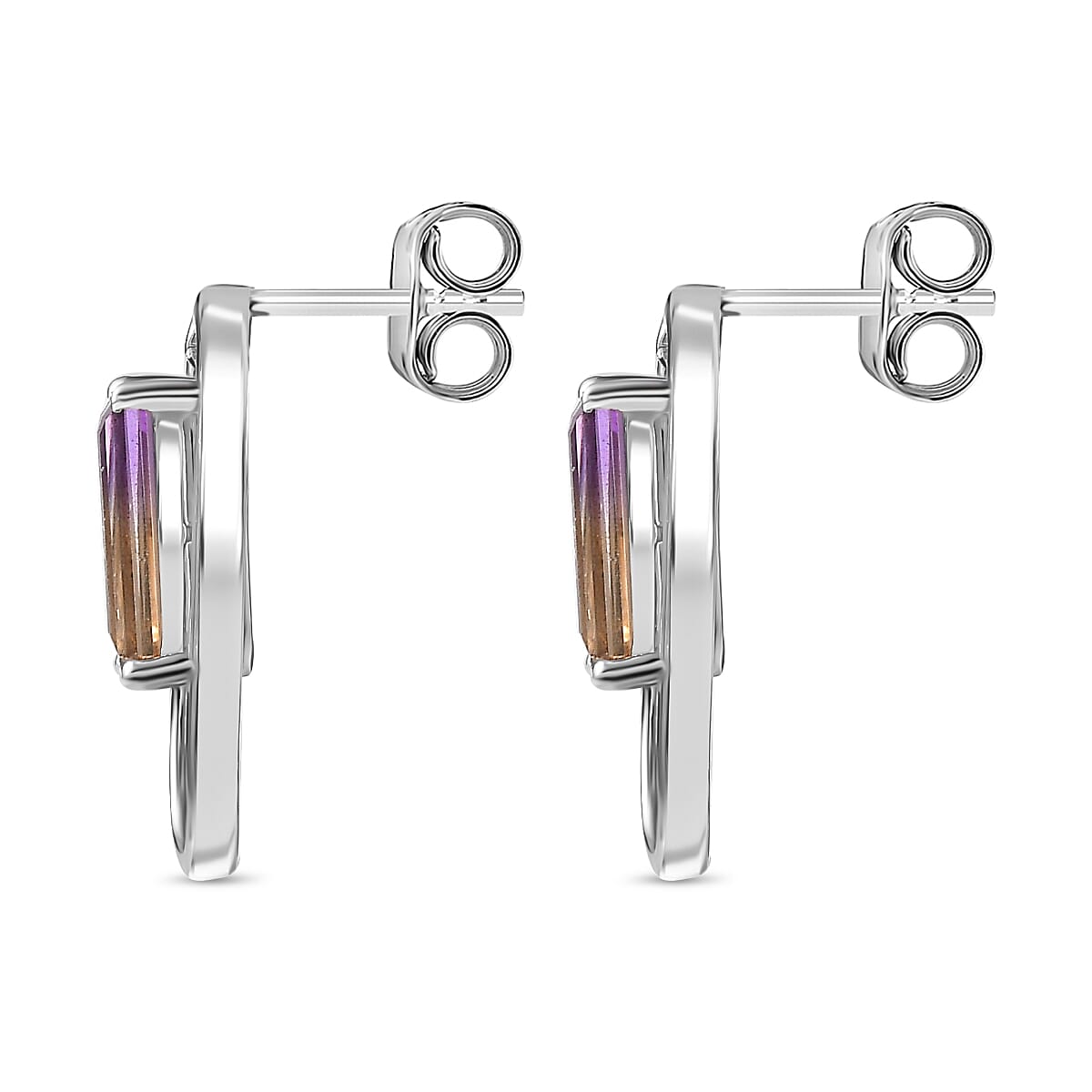 Ametrine  Solitaire Dangle Earrings in Rhodium Overlay Sterling Silver 3.30Ct. 7791062 5