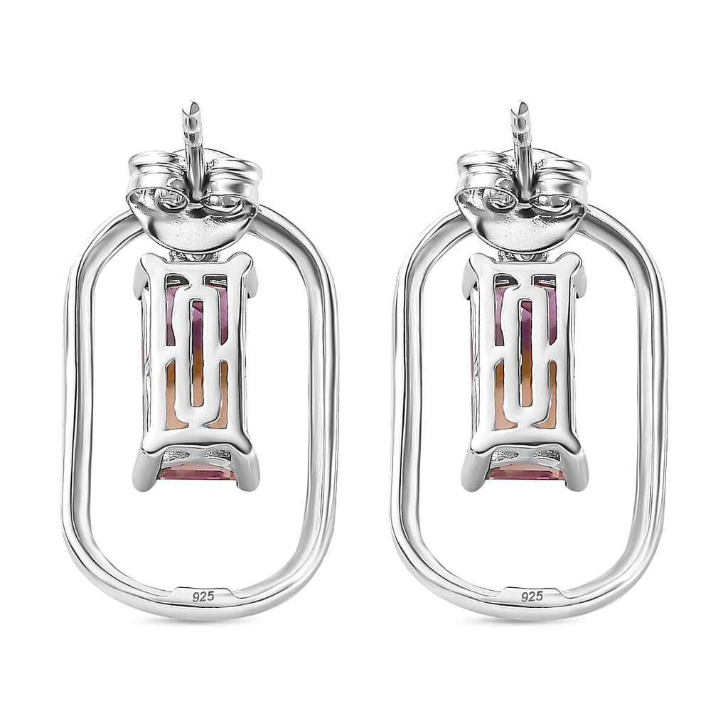 Ametrine Solitaire Earrings in Rhodium Overlay Sterling Silver 3.30 Ct.