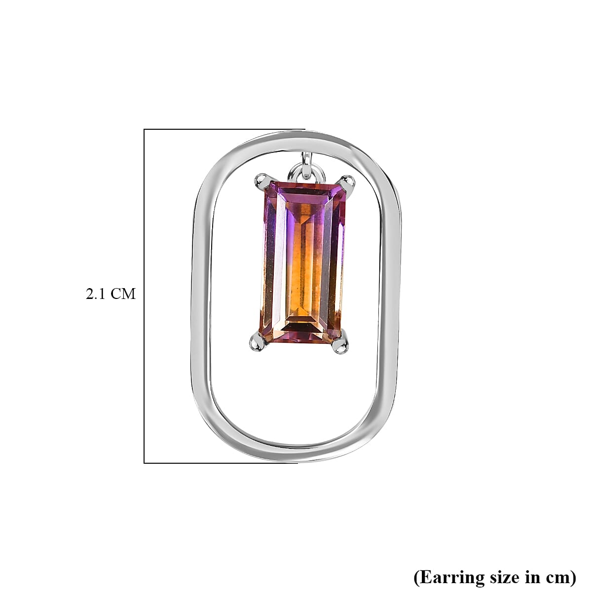 Ametrine  Solitaire Dangle Earrings in Rhodium Overlay Sterling Silver 3.30Ct. 7791062 7