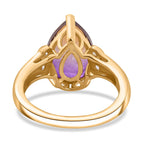 Ametrine Triplet Quartz, White Zircon Gold Overlay Ring  4.326 Ct.