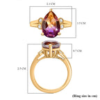 Ametrine Triplet Quartz, White Zircon Gold Overlay Ring  4.326 Ct.