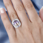 Ametrine, Natural Zircon & Amethyst Ring in Rhodium Overlay Sterling Silver 3.80 Ct.