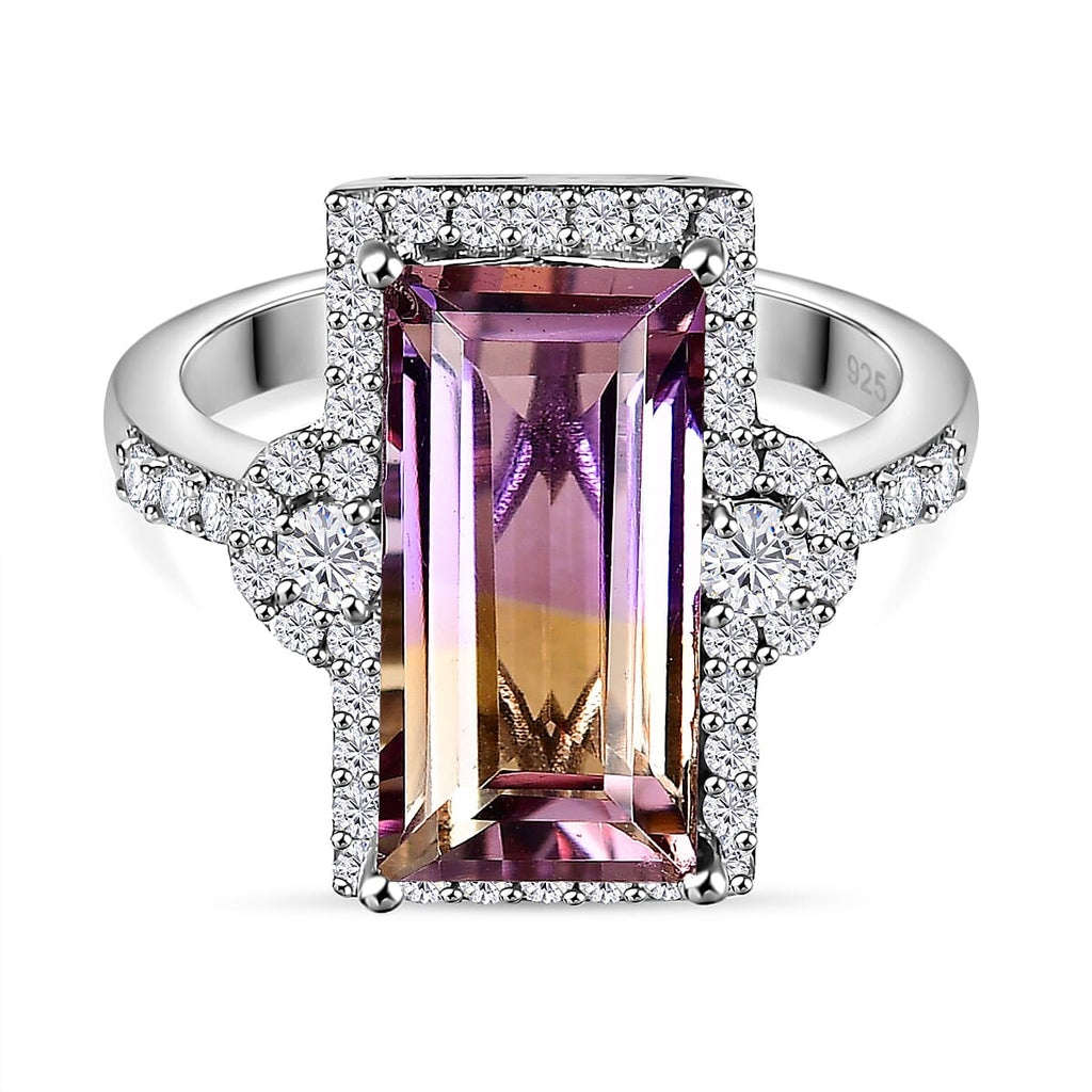 Anahi Ametrine & Natural Zircon Ring in Rhodium Overlay Sterling Silver 4.95 Ct