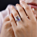 Anahi Ametrine & Natural Zircon Ring in Rhodium Overlay Sterling Silver 4.95 Ct