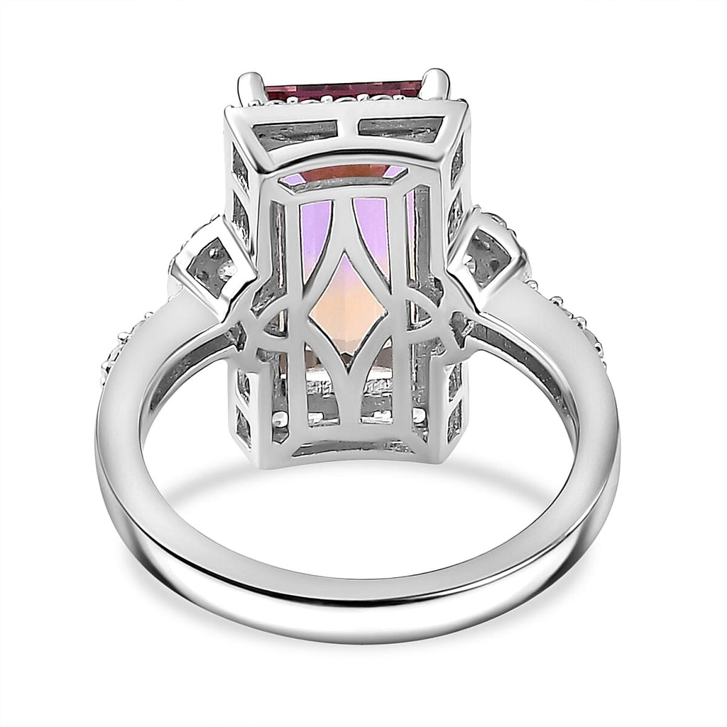 Anahi Ametrine & Natural Zircon Ring in Rhodium Overlay Sterling Silver 4.95 Ct