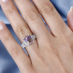 Ametrine & Natural Zircon Ring in Rhodium Overlay Sterling Silver 4.05 Ct.