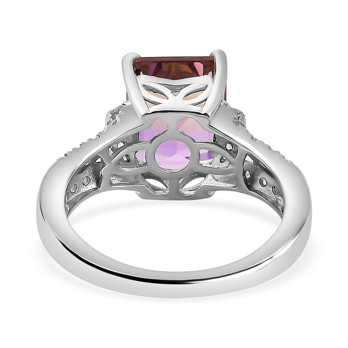 Ametrine &amp; Natural Zircon Ring in Rhodium Overlay Sterling Silver 4.05 Ct. 7797650 5