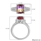 Ametrine & Natural Zircon Ring in Rhodium Overlay Sterling Silver 4.05 Ct.
