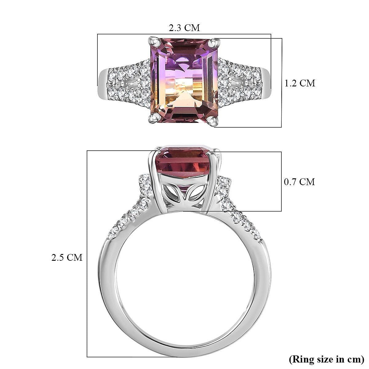 Ametrine &amp; Natural Zircon Ring in Rhodium Overlay Sterling Silver 4.05 Ct. 7797650 6