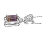Ametrine & Natural Zircon Pendant with Chain (Size 20) in Rhodium Overlay Sterling Silver 1.81 Ct
