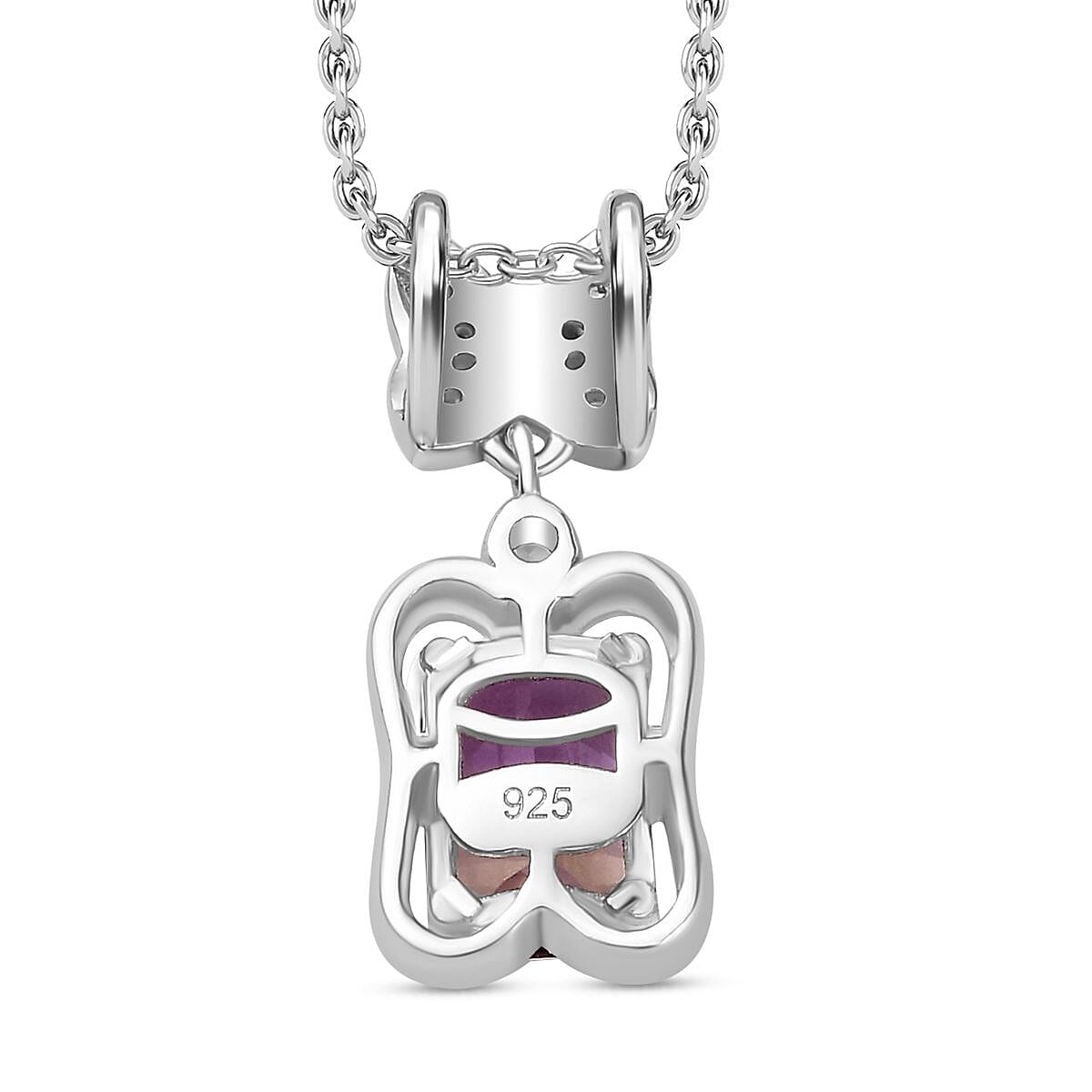 Ametrine and Natural Zircon Butterfly Drop Pendant with Chain (Size 20) in Rhodium Overlay Sterling Silver 1.81 Ct 4276184 5