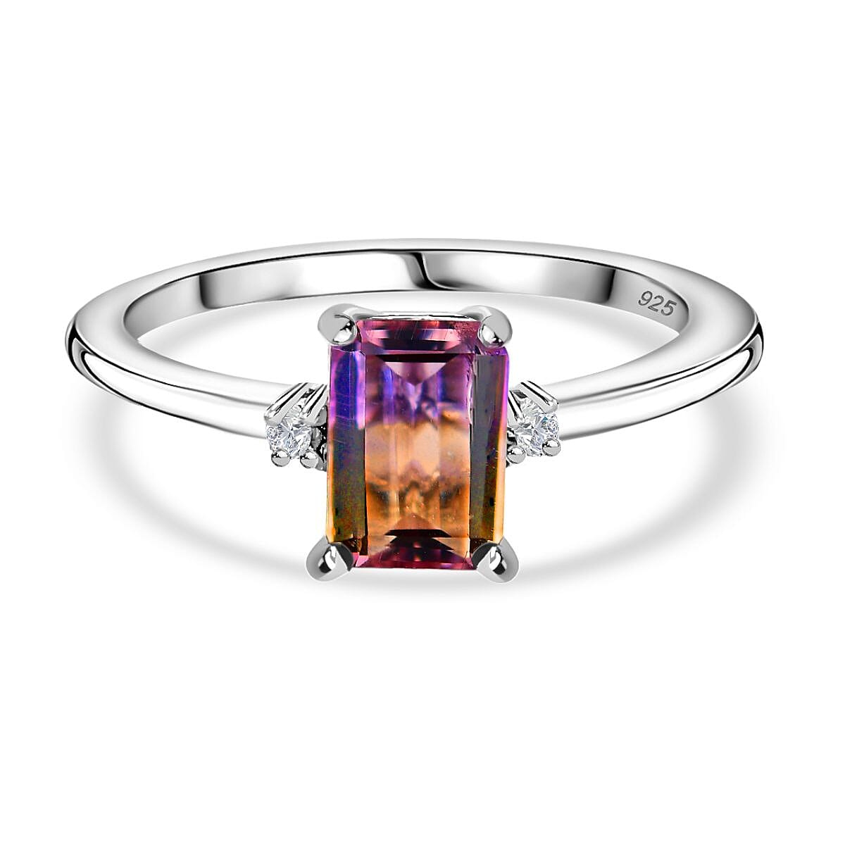 Ametrine  White Zircon  Ring in Platinum Overlay Sterling Silver 1.04 ct 7796184 0