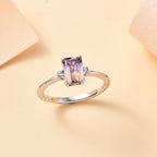 Ametrine  White Zircon  Ring in Platinum Overlay Sterling Silver 1.04 ct