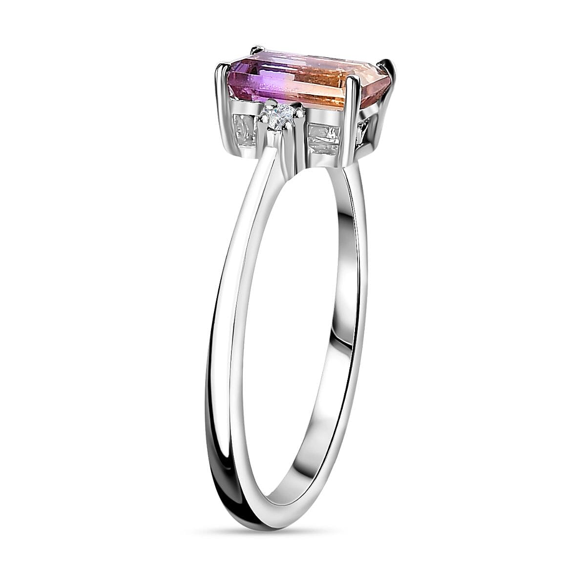 Ametrine  White Zircon  Ring in Platinum Overlay Sterling Silver 1.04 ct 7796184 3