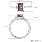 Ametrine  White Zircon  Ring in Platinum Overlay Sterling Silver 1.04 ct