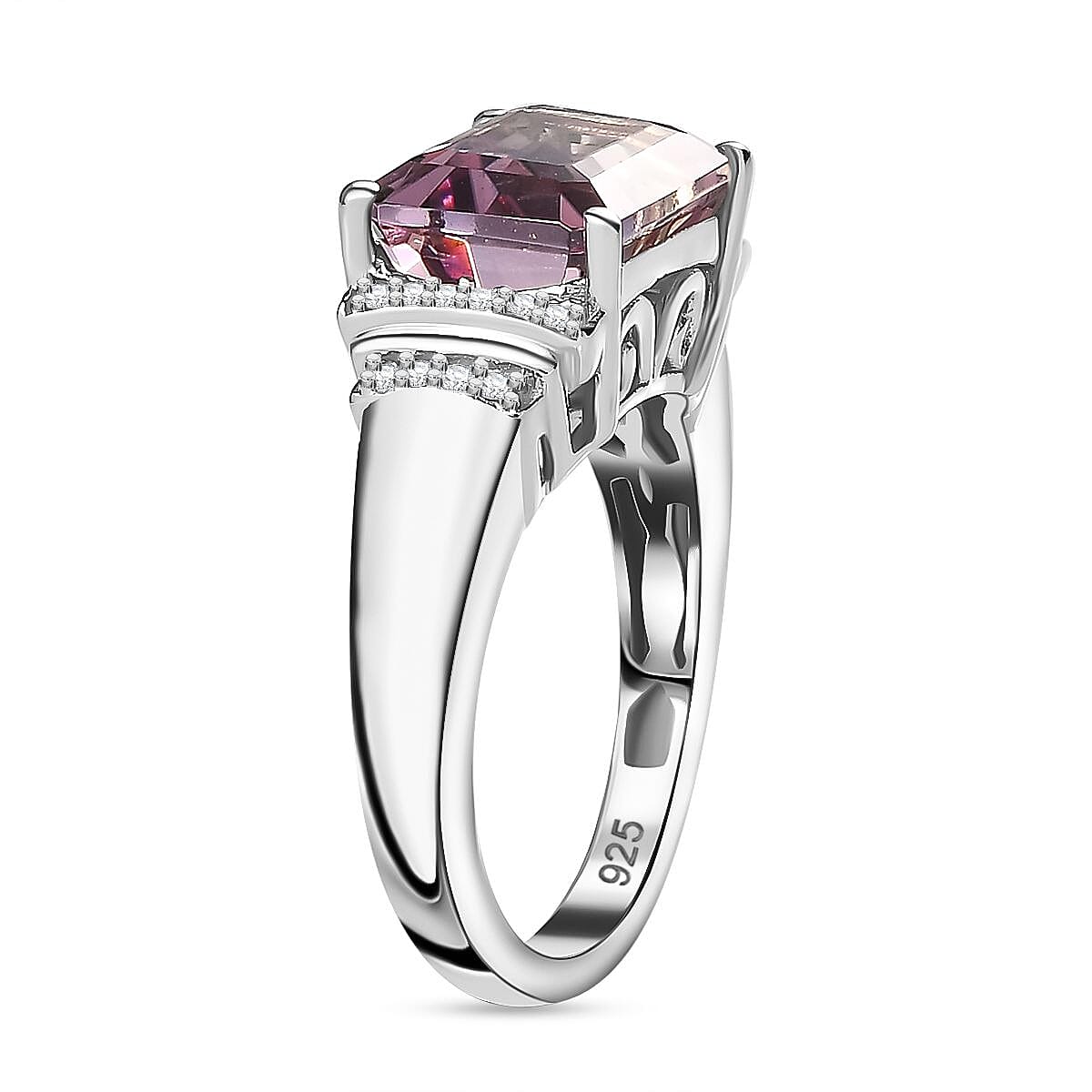 Ametrine &amp; Natural Zircon Ring in Rhodium Overlay Sterling Silver 3.90 Ct 7792686 4