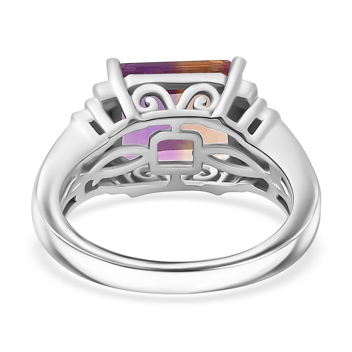 Ametrine &amp; Natural Zircon Ring in Rhodium Overlay Sterling Silver 3.90 Ct 7792686 5