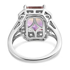 Ametrine and Natural Zircon Halo Ring in Platinum Overlay Sterling Silver 3.92 Ct.