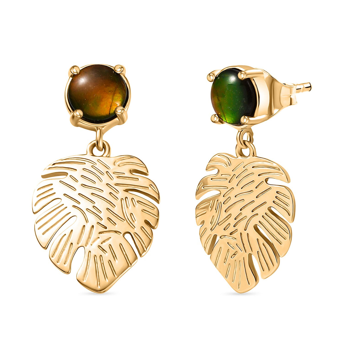 D'joy Ammolite Dangling Earrings in 18K Vermeil Yellow Gold Sterling Silver 1.06 Ct. 8172011 0