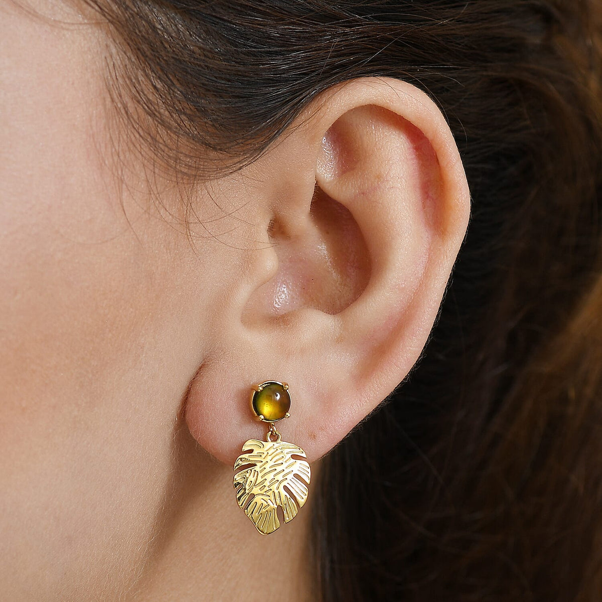 D'joy Ammolite Dangling Earrings in 18K Vermeil Yellow Gold Sterling Silver 1.06 Ct. 8172011 3