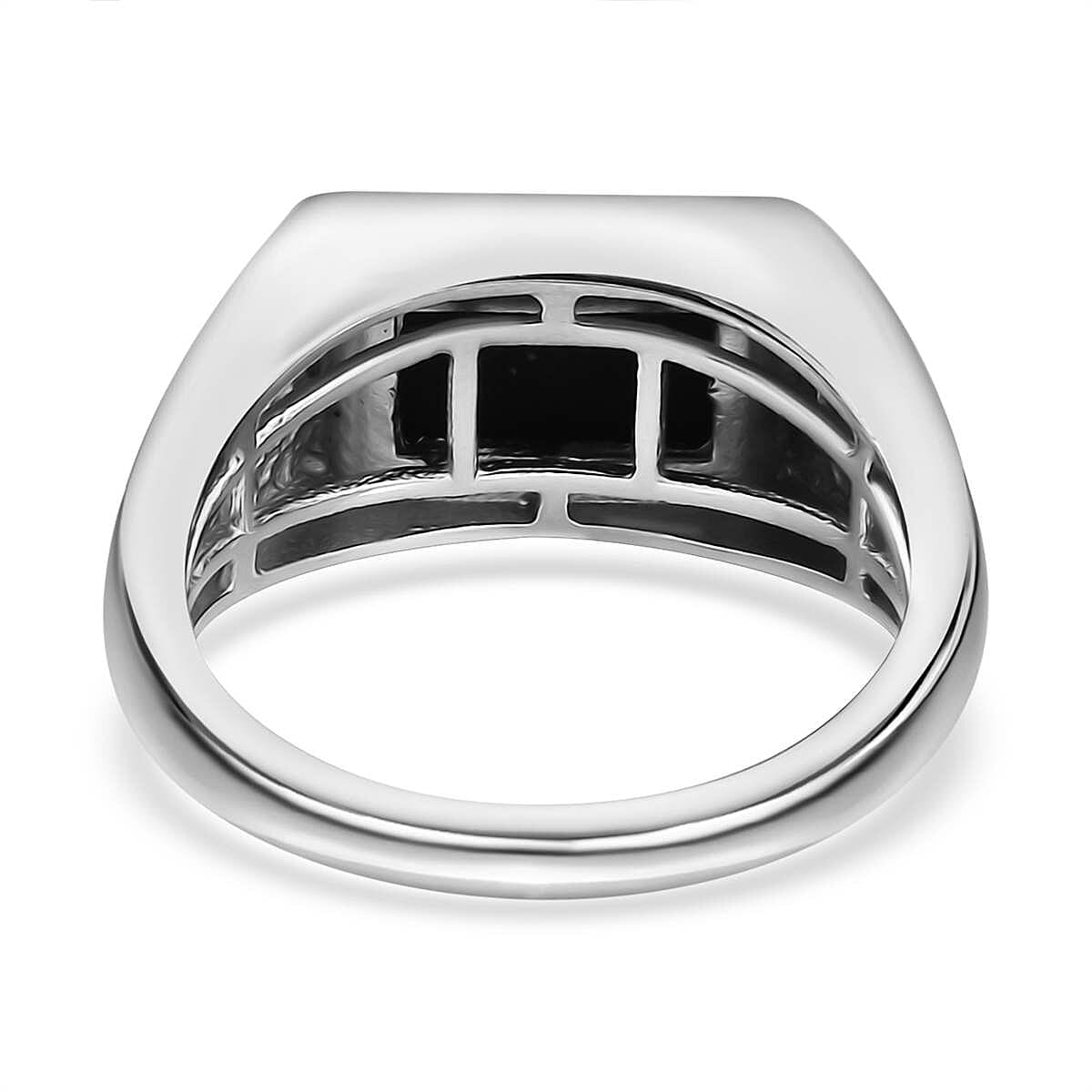 Ammolite SIGNET Ring (Bgt 12X8 mm) in Platinum Overlay Sterling Silver 3.12 Ct, Silver Wt 5.34 GM 7620612 4