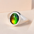 Ammolite Solitaire Ring in Platinum Overlay Sterling Silver 2.60 Ct