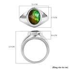 Ammolite Solitaire Ring in Platinum Overlay Sterling Silver 2.60 Ct