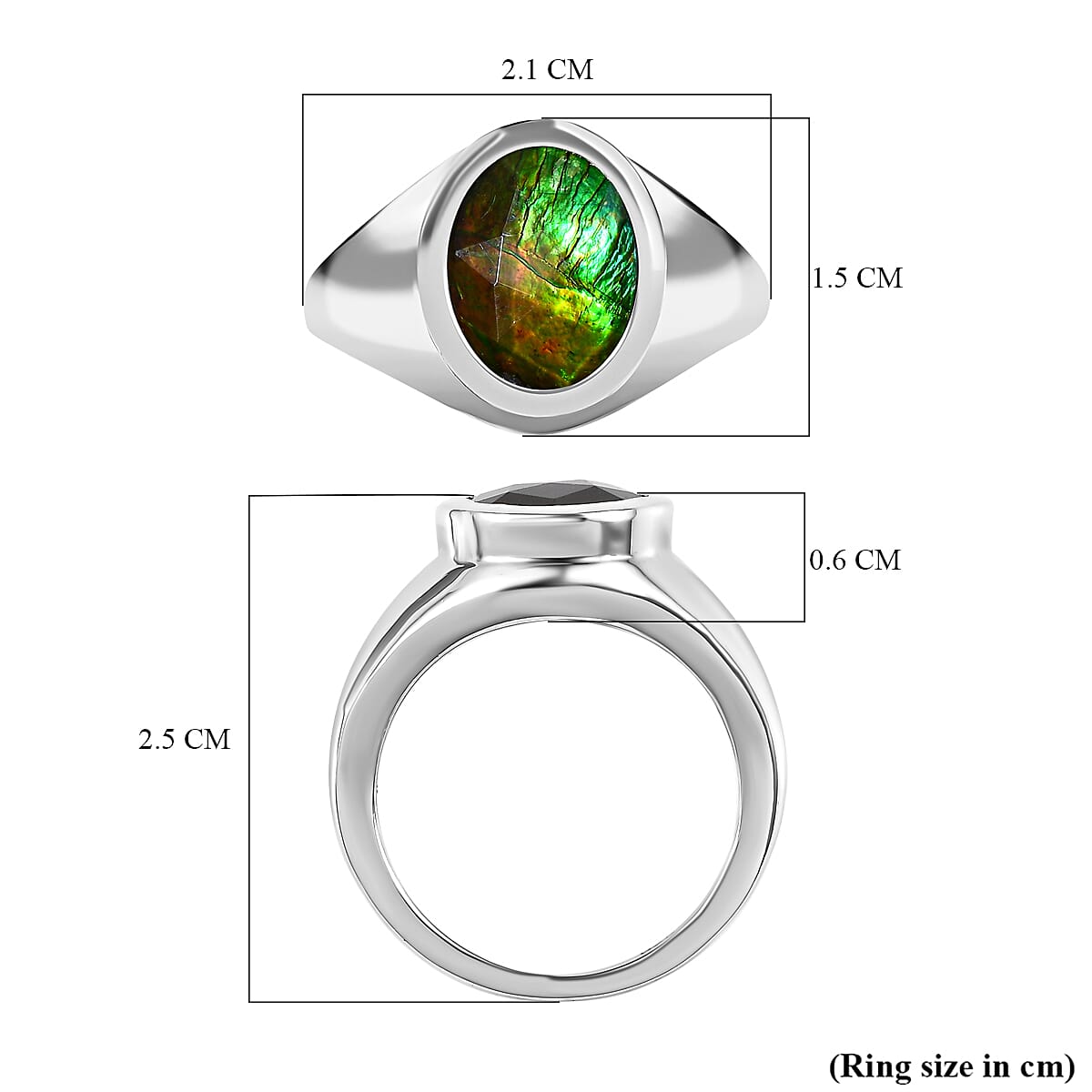 Ammolite Solitaire Ring in Platinum Overlay Sterling Silver 2.60 Ct 7516872 5