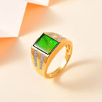 The Rare Find - Ammolite & Natural Zircon Ring in 18K Vermeil Yellow Gold Plated Sterling Silver 2.73 Ct, Silver Wt. 6.72 Gms