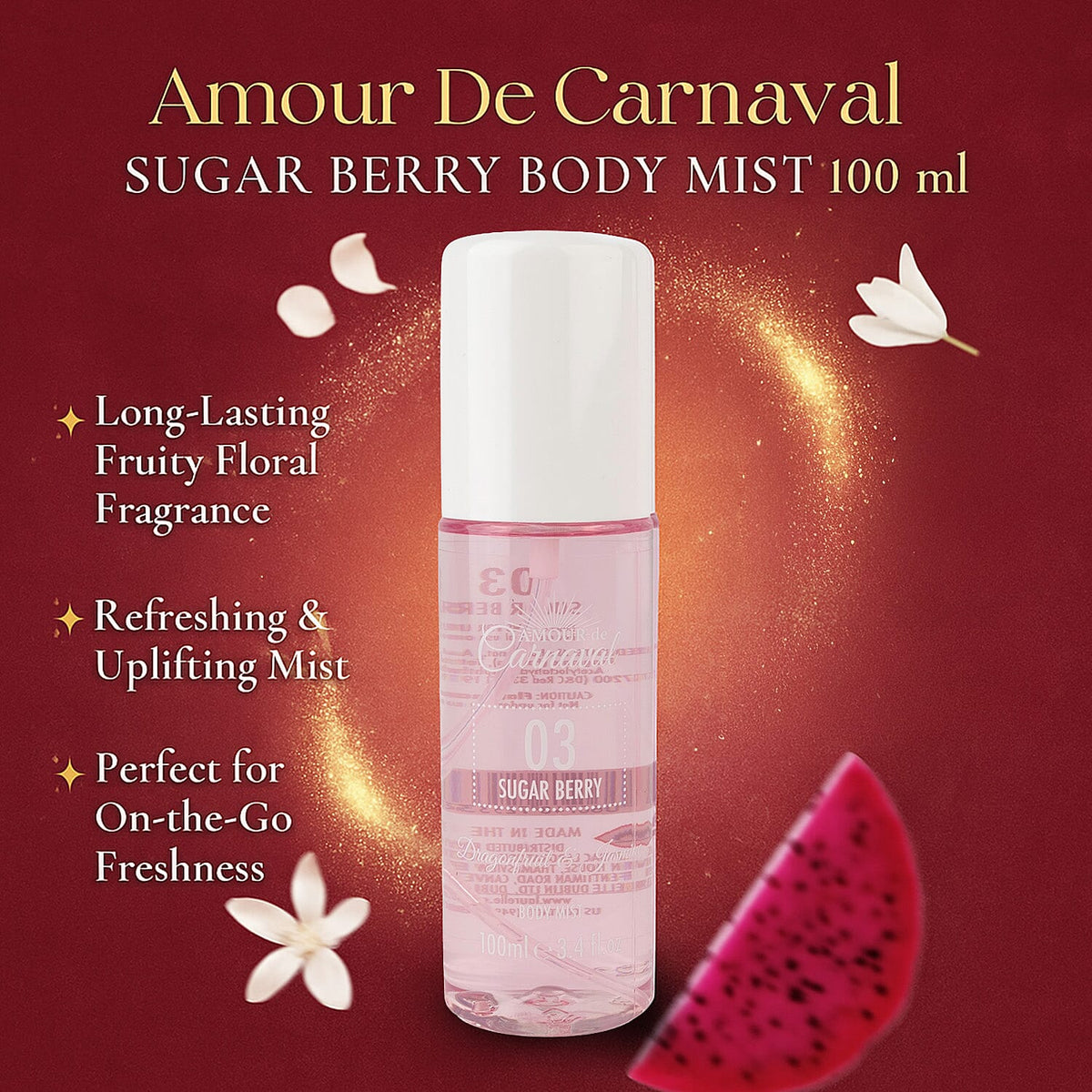 Amour De Carnaval Sugar Berry 3 Piece Gift Set (Body Wash 300ml, Body Mist 100ml, Body Lotion  240ml) - Dragonfruit and Jasmine Scent 8140392 2