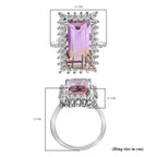 Anahi Ametrine and Natural Zircon Halo Ring in Platinum Overlay Sterling Silver 7.12 Ct.
