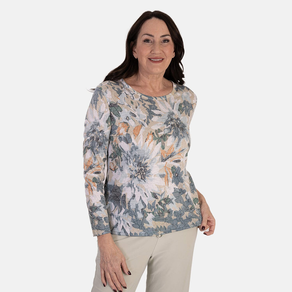 Anamor Printed Long Sleeve Top (Size L) - Mint
