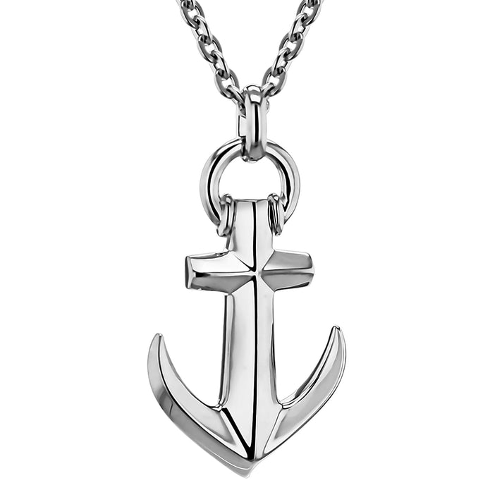 Anchor Necklace in Rhodium Plated Sterling Silver Size 18 Inch 8928802 1