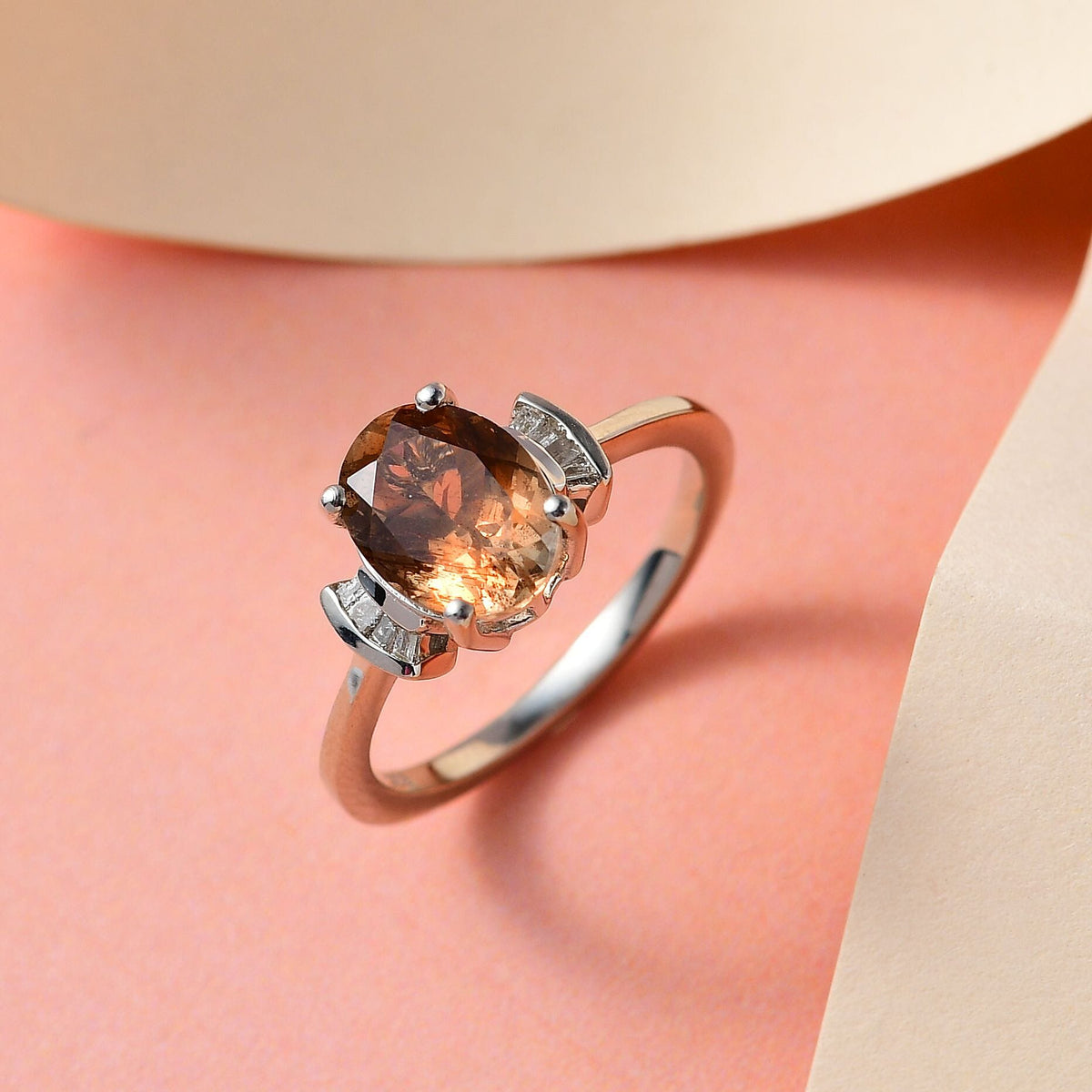 Andalusite and Diamond Solitaire Ring in Platinum Overlay Sterling Silver 2.01 Ct. 7235292 3